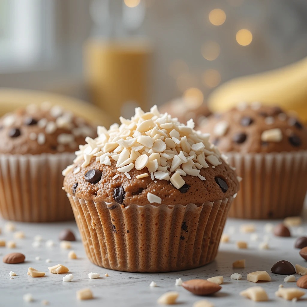 Almond Joy Banana Protein Muffins
