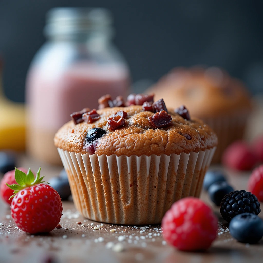 Berry Medley Banana Protein Muffins