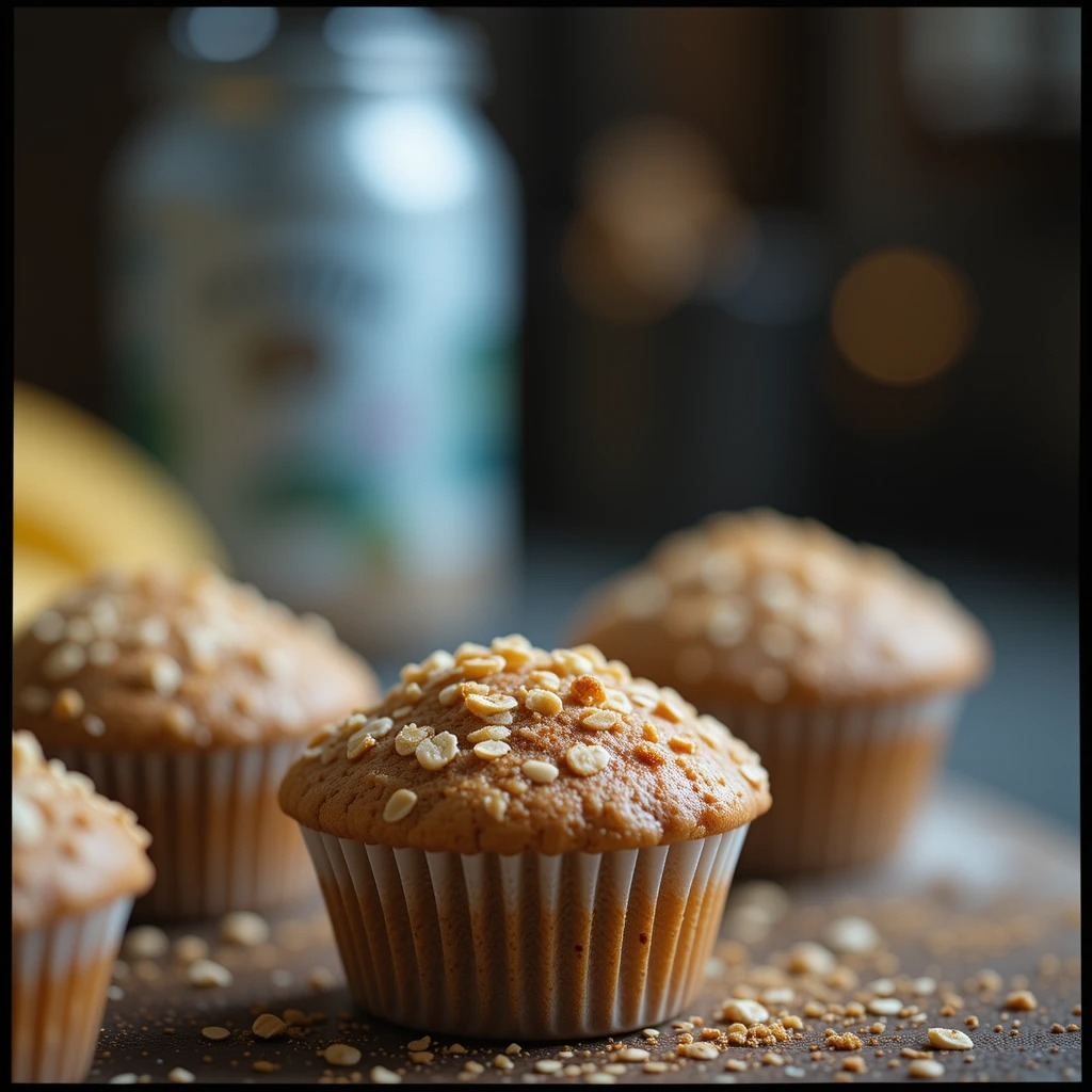 Cinnamon Streusel Banana Protein Muffins