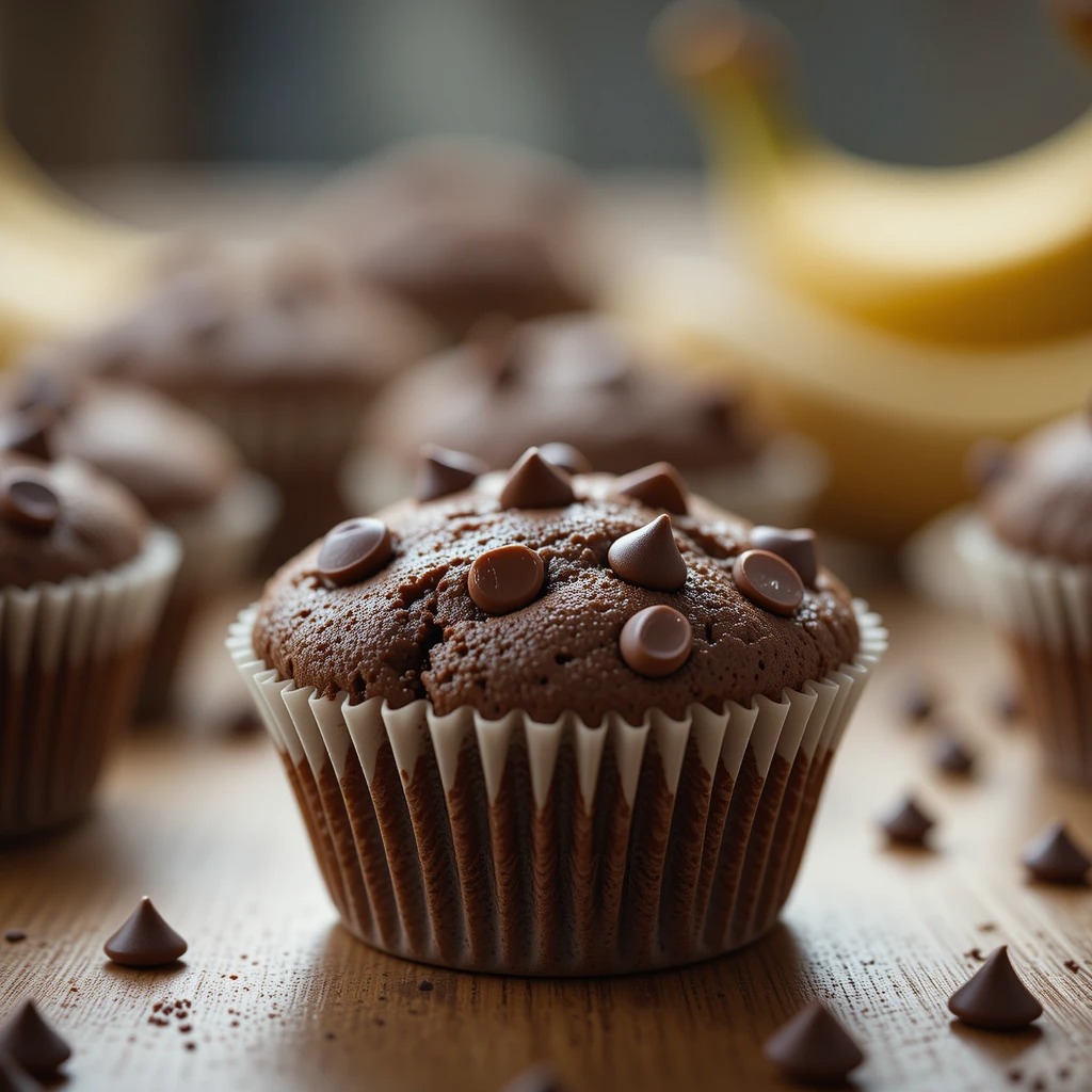 Double Chocolate Banana Protein Muffins