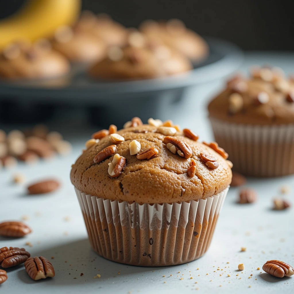 Maple Pecan Banana Protein Muffins