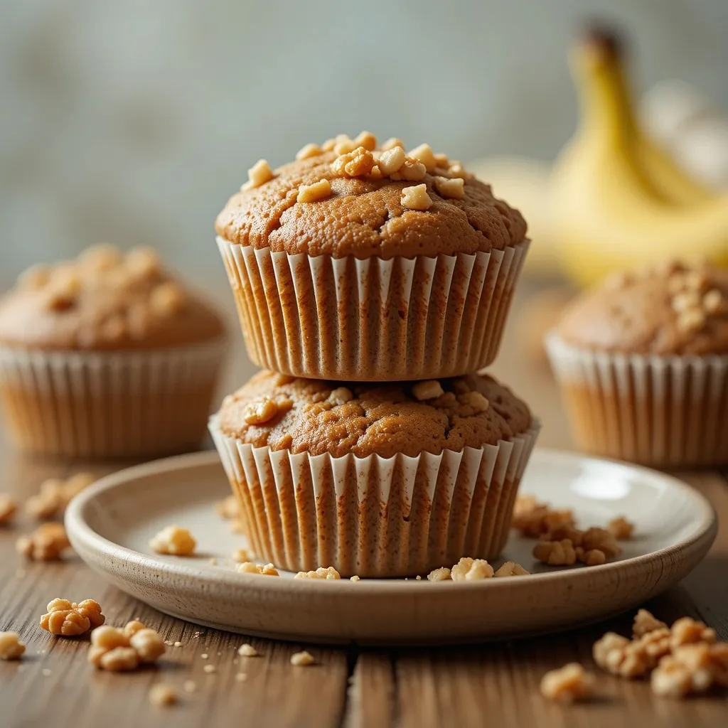 Walnut Crunch Banana Protein Muffins