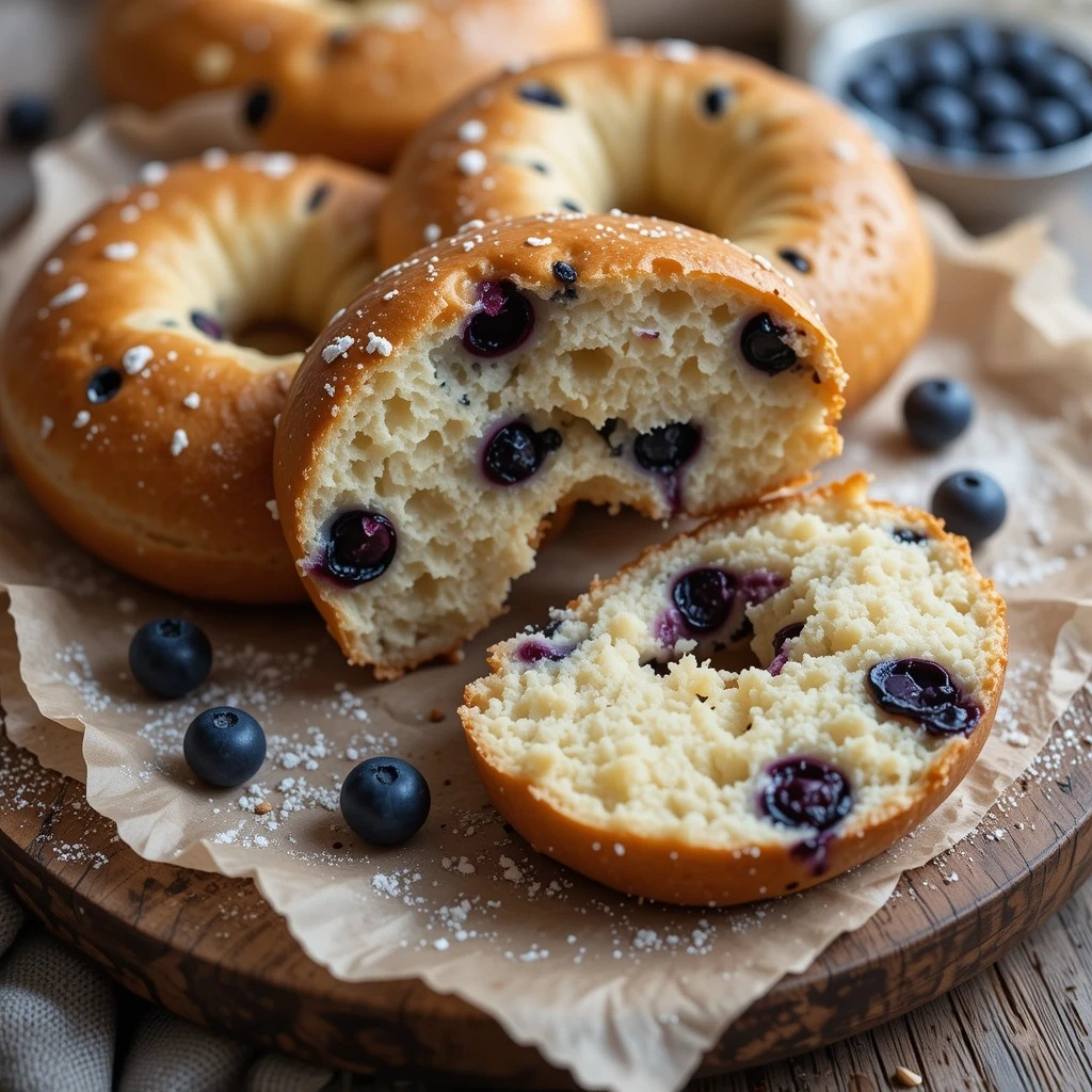 Sourdough Discard Blueberry Bagels